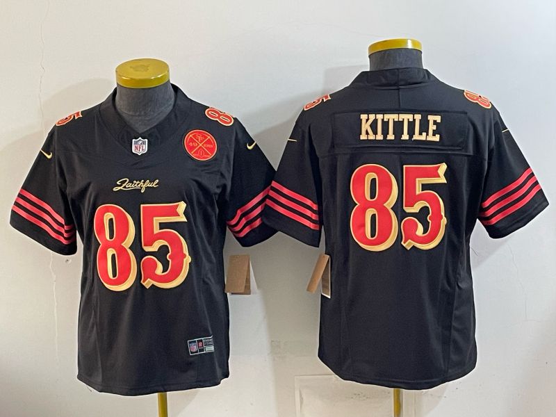 Youth 2026 San Francisco 49ers #85 Kittle Black gold Nike Limited NFL Jersey style 05->youth nfl jersey->Youth Jersey